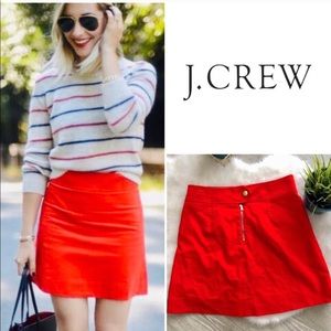 JCrew Red Corduroy Skirt Zip Back